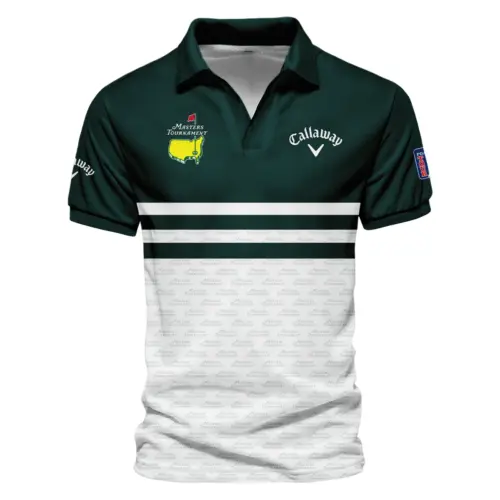 Dark Green Mix White With Logo Pattern Masters Tournament Callaway Vneck Polo Shirt Style Classic Polo Shirt For Men