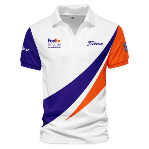 Golf Sport Orange Mix Blue FedEx St. Jude Championship Pinehurst Titleist Vneck Polo Shirt Style Classic
