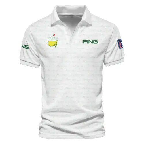 Ping Updated Logo 125th U.S. Open Dark Blue Gradient Abstract White Background  Vneck Polo Shirt Style Classic