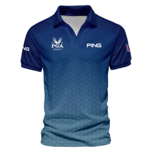 Golf Sport Pattern Blue Sport Uniform Update Logo 2025 PGA Championship Ping Vneck Polo Shirt Style Classic