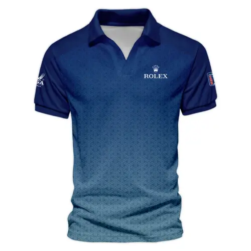Golf Sport Pattern Blue Sport Uniform Update Logo 2025 PGA Championship Rolex Vneck Polo Shirt Style Classic