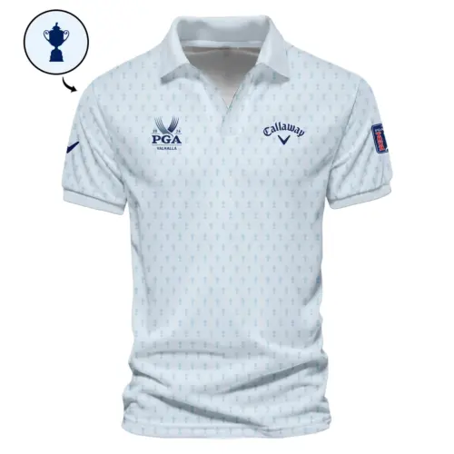 Golf Pattern Cup White Mix Light Blue Update Logo 2025 PGA Championship Callaway Vneck Polo Shirt Style Classic Polo Shirt For Men