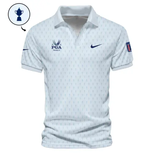 Golf Pattern Cup White Mix Light Blue Update Logo 2025 PGA Championship Nike Vneck Polo Shirt Style Classic Polo Shirt For Men