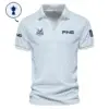 Golf Pattern Cup White Mix Light Blue Update Logo 2025 PGA Championship Nike Vneck Polo Shirt Style Classic Polo Shirt For Men