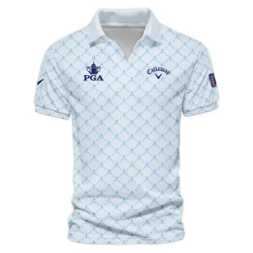 Golf Sport Pattern Light Blue Style Update Logo 2025 PGA Championship Callaway Vneck Polo Shirt Style Classic