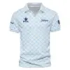 Golf Sport Pattern Light Blue Style Update Logo 2025 PGA Championship Rolex Vneck Polo Shirt Style Classic