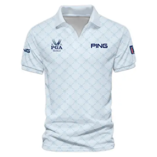 Golf Sport Pattern Light Blue Sport Update Logo 2025 PGA Championship Ping Vneck Polo Shirt Style Classic