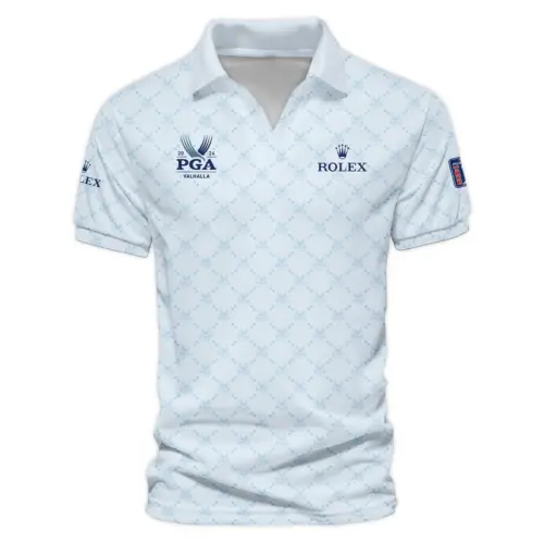 Golf Sport Pattern Light Blue Sport Update Logo 2025 PGA Championship Rolex Vneck Polo Shirt Style Classic