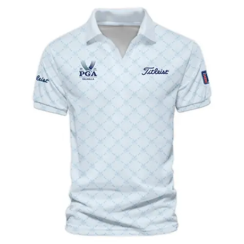 Golf Sport Pattern Light Blue Sport Update Logo 2025 PGA Championship Titleist Vneck Polo Shirt Style Classic