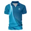 PGA Trophy Pattern Light Blue Update Logo 2025 PGA Championship Titleist Vneck Polo Shirt Style Classic Polo Shirt For Men