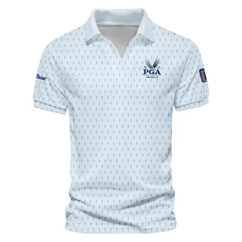 Titleist Updated Logo 125th U.S. Open Blue Abstract Background Line Vneck Polo Shirt Style Classic
