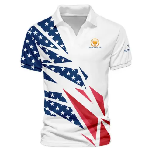 Rolex Updated Logo 125th U.S. Open Dark Blue Gradient Abstract White Background  Vneck Polo Shirt Style Classic