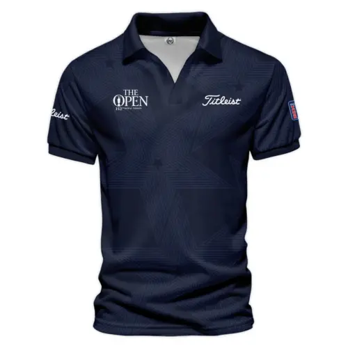 Golf Sport Navy Star 152nd Open Championship Pinehurst Titleist Vneck Polo Shirt Style Classic