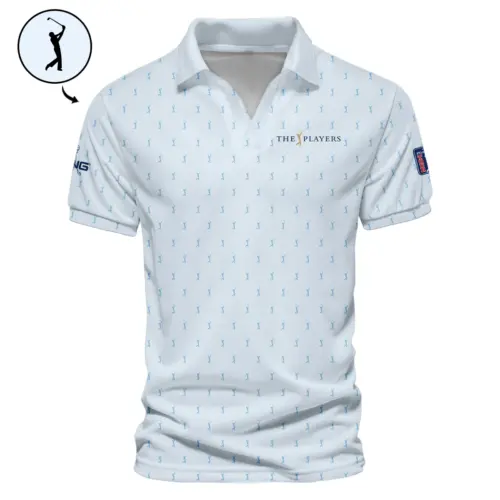 Golf Pattern Light Blue THE PLAYERS Championship Ping Vneck Polo Shirt Style Classic Polo Shirt For Men