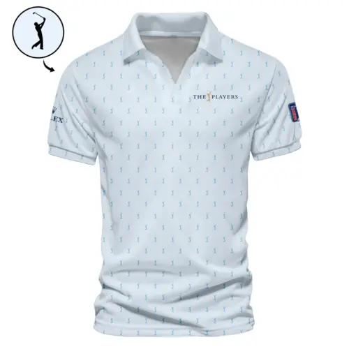 Golf Pattern Light Blue THE PLAYERS Championship Rolex Vneck Polo Shirt Style Classic Polo Shirt For Men