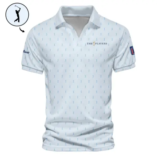 Titleist Updated Logo 125th U.S. Open Dark Blue Gradient Abstract White Background  Vneck Polo Shirt Style Classic