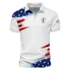 Callaway Updated Logo 125th U.S. Open Blue Gradient With White Straight Line Vneck Polo Shirt Style Classic Polo Shirt For Men