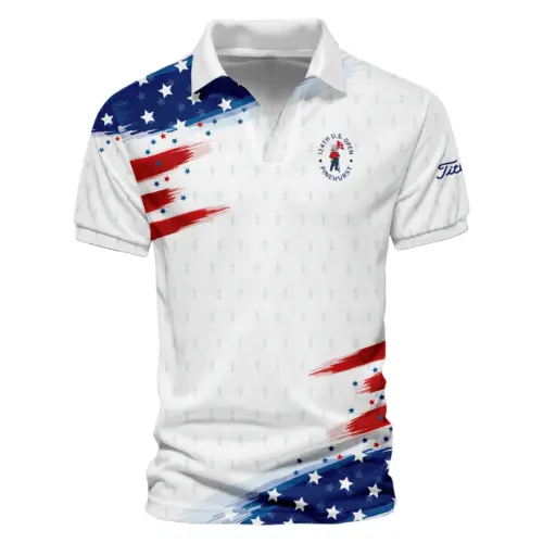 Titleist US Flag Blue Red Stars Updated Logo 125th U.S. Open Vneck Polo Shirt Style Classic Polo Shirt For Men