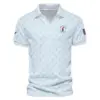 Golf Sport Pattern Light Blue Style Update Logo 2025 PGA Championship Titleist Vneck Polo Shirt Style Classic