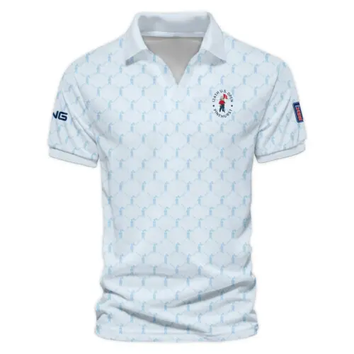 Golf Sport Pattern Light Blue Style Updated Logo 125th U.S. Open Ping Vneck Polo Shirt Style Classic