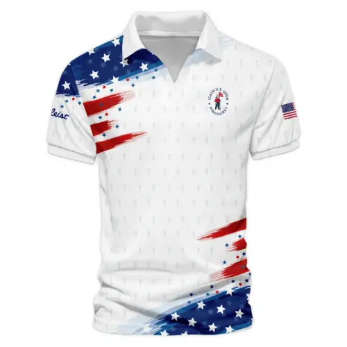Golf Flag American Sport Love Updated Logo 125th U.S. Open Titleist Vneck Polo Shirt Style Classic