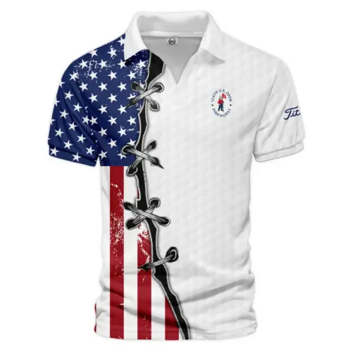 Golf Flag American Pattern Ball Updated Logo 125th U.S. Open Pinehurst Titleist Vneck Polo Shirt Style Classic