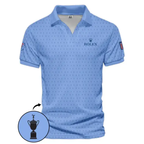 Golf Pattern Cup Blue Updated Logo 125th U.S. Open Pinehurst Rolex Vneck Polo Shirt Style Classic