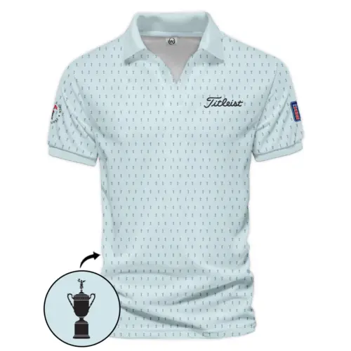 Golf Pattern Cup Light Blue Mix Green Updated Logo 125th U.S. Open Pinehurst Titleist Vneck Polo Shirt Style Classic