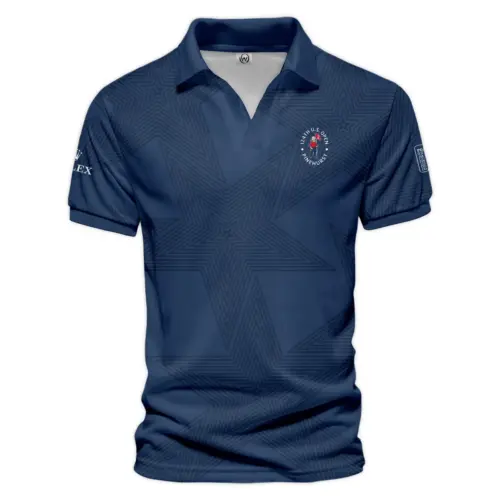 Golf Sport Navy Star Updated Logo 125th U.S. Open Pinehurst Rolex Vneck Polo Shirt Style Classic