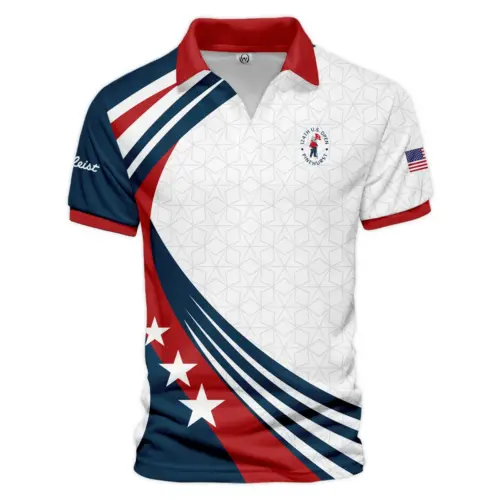 Golf Sport Blue Mix Updated Logo 125th U.S. Open Pinehurst Titleist Vneck Polo Shirt Style Classic