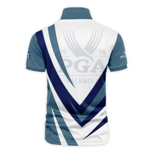 Rolex Update Logo 2025 PGA Championship Dark Moderate Blue White Blue Vneck Polo Shirt Style Classic Polo Shirt For Men
