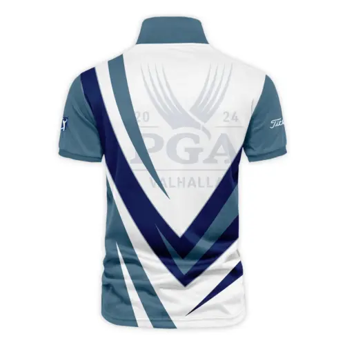 Titleist Update Logo 2025 PGA Championship Dark Moderate Blue White Blue Vneck Polo Shirt Style Classic Polo Shirt For Men