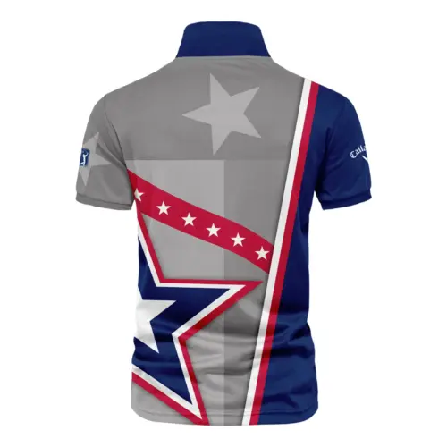 Updated Logo 125th U.S. Open Callaway White Star Red Line Blue  Vneck Polo Shirt Style Classic Polo Shirt For Men
