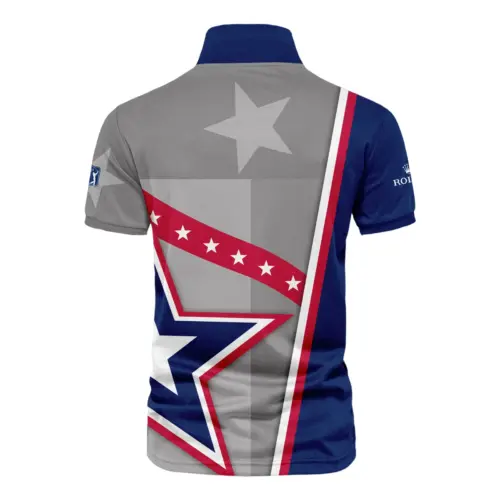 Updated Logo 125th U.S. Open Rolex White Star Red Line Blue  Vneck Polo Shirt Style Classic Polo Shirt For Men