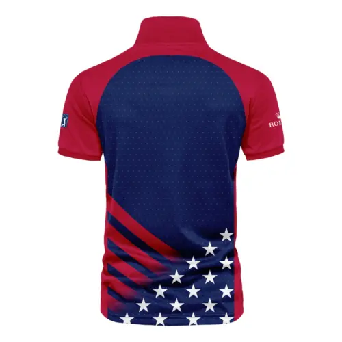 Rolex Updated Logo 125th U.S. Open Star White Dark Blue Red Background Vneck Polo Shirt Style Classic Polo Shirt For Men