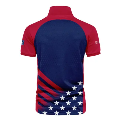 Titleist Updated Logo 125th U.S. Open Star White Dark Blue Red Background Vneck Polo Shirt Style Classic Polo Shirt For Men
