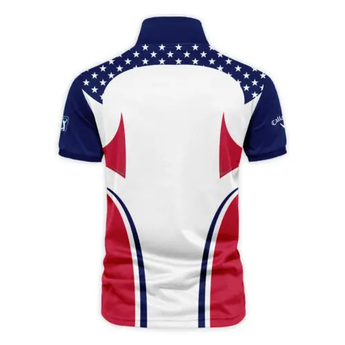 Updated Logo 125th U.S. Open Callaway Stars White Dark Blue Red Line Vneck Polo Shirt Style Classic Polo Shirt For Men