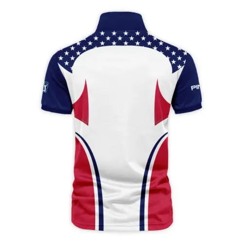 Updated Logo 125th U.S. Open Ping Stars White Dark Blue Red Line Vneck Polo Shirt Style Classic Polo Shirt For Men