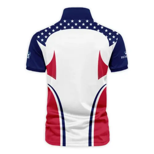 Updated Logo 125th U.S. Open Rolex Stars White Dark Blue Red Line Vneck Polo Shirt Style Classic Polo Shirt For Men