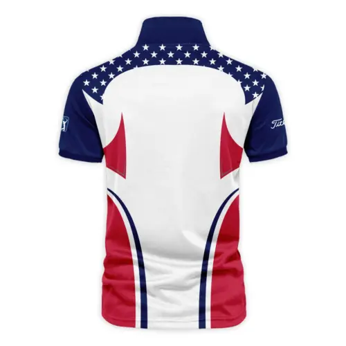 Updated Logo 125th U.S. Open Titleist Stars White Dark Blue Red Line Vneck Polo Shirt Style Classic Polo Shirt For Men
