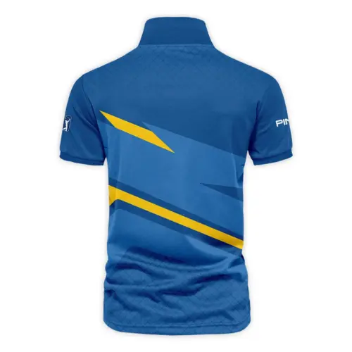 Ping Updated Logo 125th U.S. Open Blue Yellow Mix Pattern Vneck Polo Shirt Style Classic