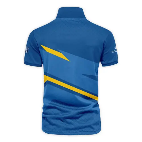 Rolex Updated Logo 125th U.S. Open Blue Yellow Mix Pattern Vneck Polo Shirt Style Classic