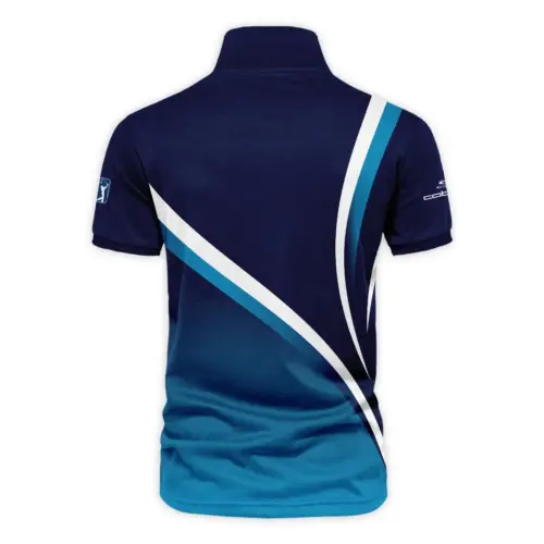 Cobra Golf Updated Logo 125th U.S. Open Dark Blue Gradient Abstract White Background  Vneck Polo Shirt Style Classic