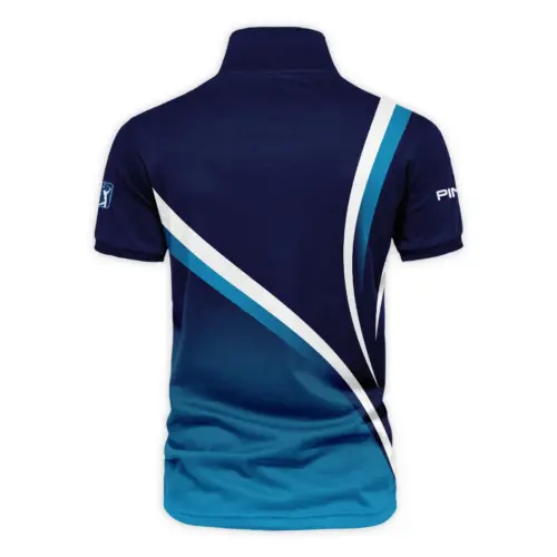 Ping Updated Logo 125th U.S. Open Dark Blue Gradient Abstract White Background  Vneck Polo Shirt Style Classic
