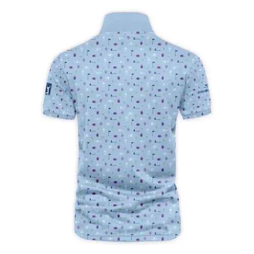 Updated Logo 125th U.S. Open Cobra Golf  Golf Icons Pattern Light Blue Vneck Polo Shirt Style Classic