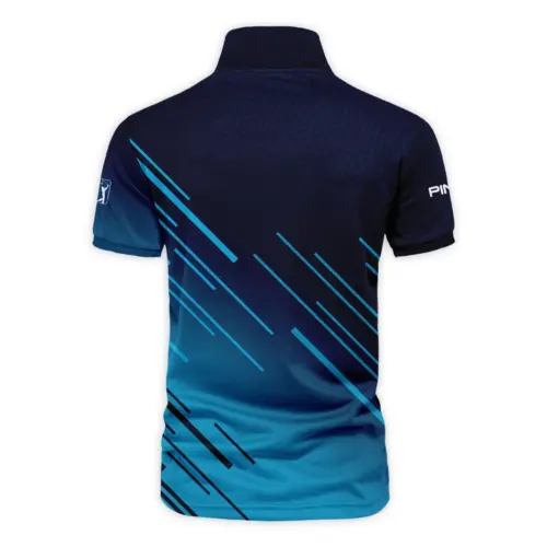 Updated Logo 125th U.S. Open Ping Dark Blue Line Pattern Vneck Polo Shirt Style Classic