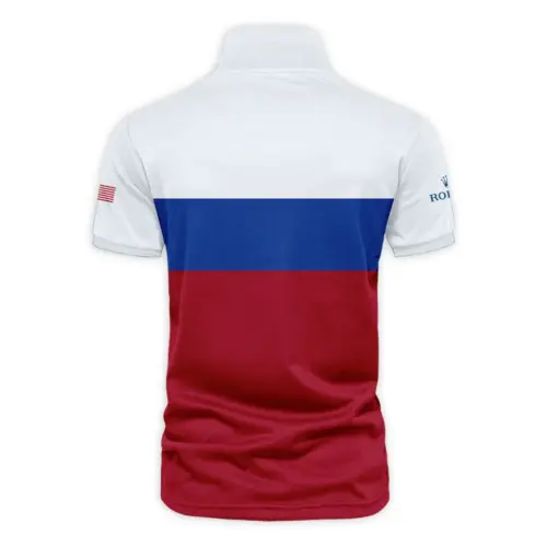 V-neck Polo Shirt Rolex 125th US Open Oakmont Blue Red Very Pale Blue Pattern HOUSG130724A01ROXZVPL