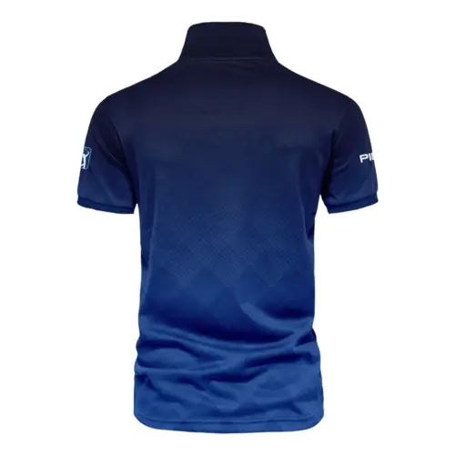 Updated Logo 125th U.S. Open Ping Dark Blue Gradient Stripes Pattern Vneck Polo Shirt Style Classic Polo Shirt For Men