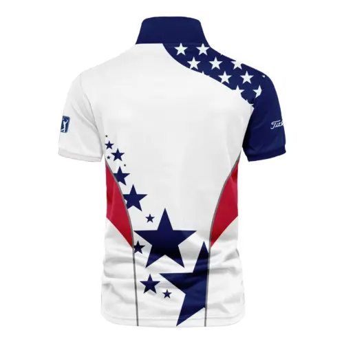 Updated Logo 125th U.S. Open Titleist Stars US Flag White Blue Vneck Polo Shirt Style Classic Polo Shirt For Men