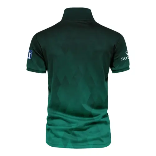 Gradient Dark Green Geometric Pattern Masters Tournament Rolex Vneck Polo Shirt Style Classic Polo Shirt For Men